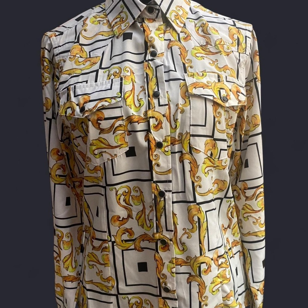 Elegant Abstract Print Women's Blouse